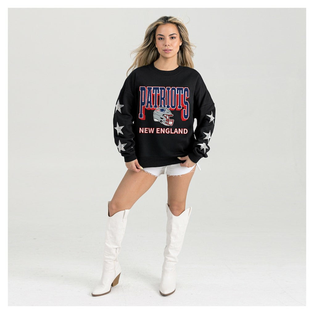 New England Patriots  Gameday Couture Women's Pure Victory Rhinestud Star-Sleeve Pullover Sweatshirt