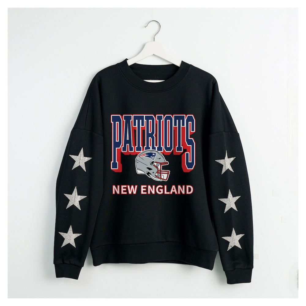 New England Patriots  Gameday Couture Women's Pure Victory Rhinestud Star-Sleeve Pullover Sweatshirt