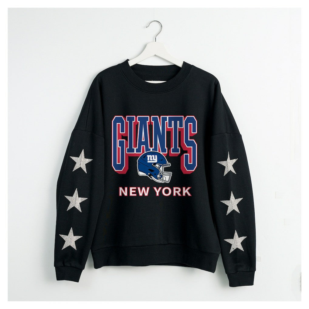 New York Giants  Gameday Couture Women's Pure Victory Rhinestud Star-Sleeve Pullover Sweatshirt
