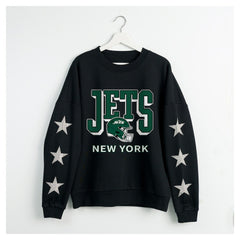 New York Jets  Gameday Couture Women's Pure Victory Rhinestud Star-Sleeve Pullover Sweatshirt