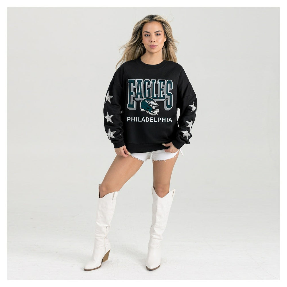 Philadelphia Eagles  Gameday Couture Women's Pure Victory Rhinestud Star-Sleeve Pullover Sweatshirt