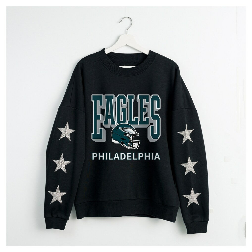 Philadelphia Eagles  Gameday Couture Women's Pure Victory Rhinestud Star-Sleeve Pullover Sweatshirt
