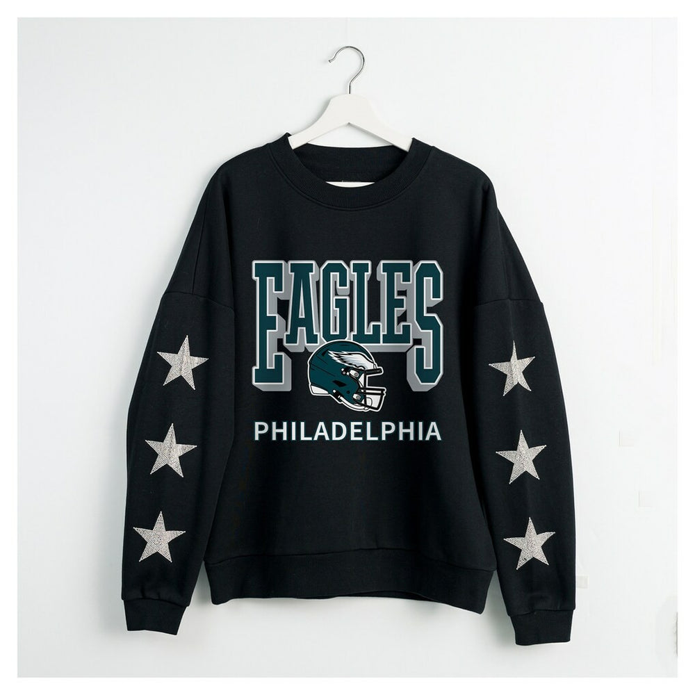 Philadelphia Eagles  Gameday Couture Women's Pure Victory Rhinestud Star-Sleeve Pullover Sweatshirt