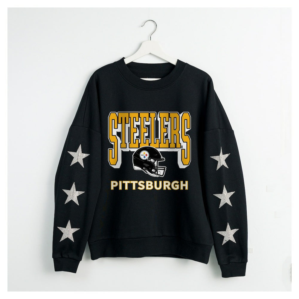 Pittsburgh Steelers  Gameday Couture Women's Pure Victory Rhinestud Star-Sleeve Pullover Sweatshirt