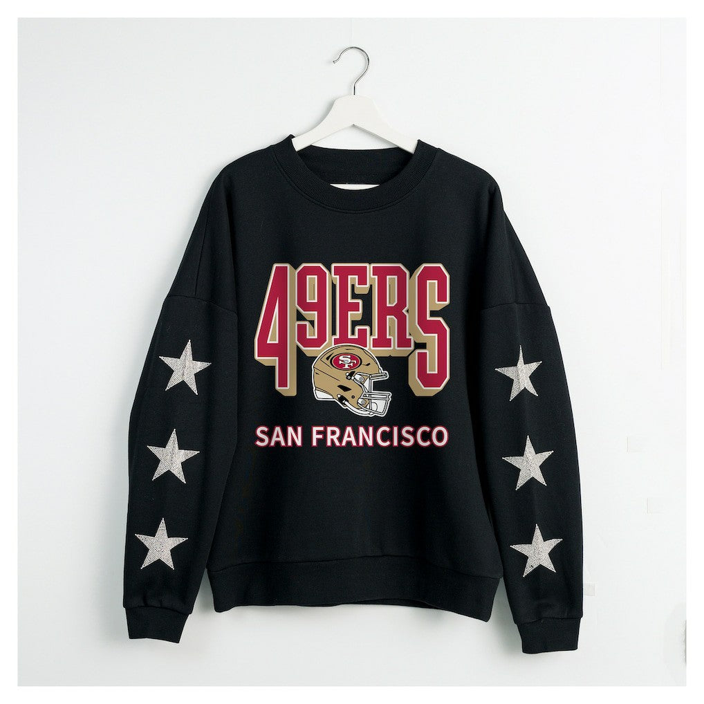 San Francisco 49ers  Gameday Couture Women's Pure Victory Rhinestud Star-Sleeve Pullover Sweatshirt