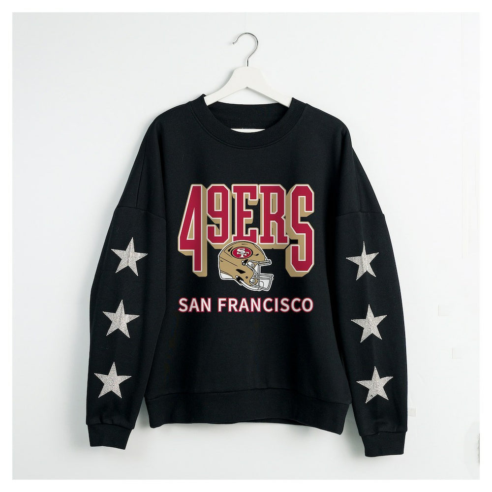 San Francisco 49ers  Gameday Couture Women's Pure Victory Rhinestud Star-Sleeve Pullover Sweatshirt