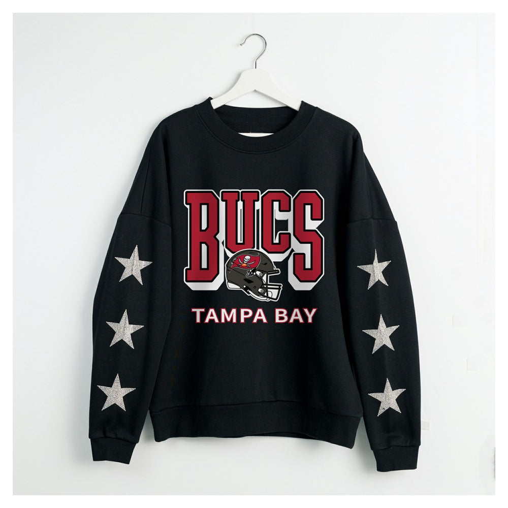Tampa Bay Buccaneers  Gameday Couture Women's Pure Victory Rhinestud Star-Sleeve Pullover Sweatshirt