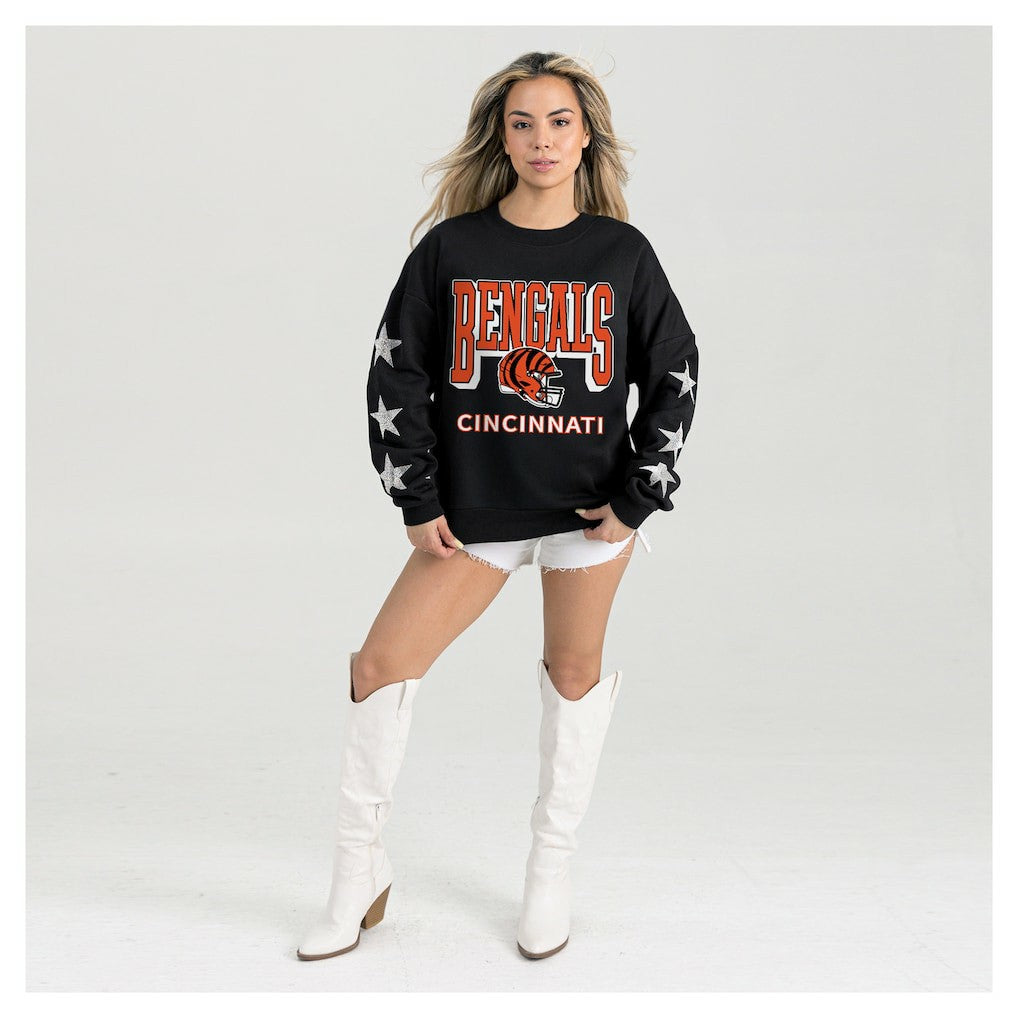 Cincinnati Bengals  Gameday Couture Women's Pure Victory Rhinestud Star-Sleeve Pullover Sweatshirt