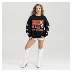 Cincinnati Bengals  Gameday Couture Women's Pure Victory Rhinestud Star-Sleeve Pullover Sweatshirt