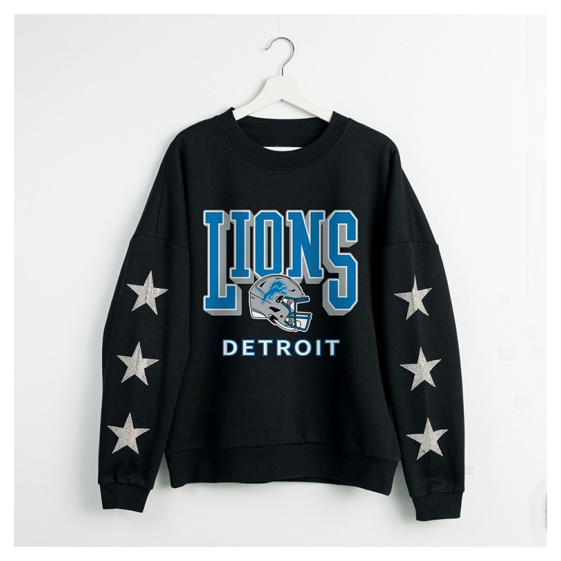 Detroit Lions  Gameday Couture Women's Pure Victory Rhinestud Star-Sleeve Pullover Sweatshirt
