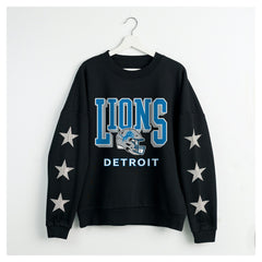 Detroit Lions  Gameday Couture Women's Pure Victory Rhinestud Star-Sleeve Pullover Sweatshirt