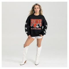 Cleveland Browns  Gameday Couture Women's Pure Victory Rhinestud Star-Sleeve Pullover Sweatshirt