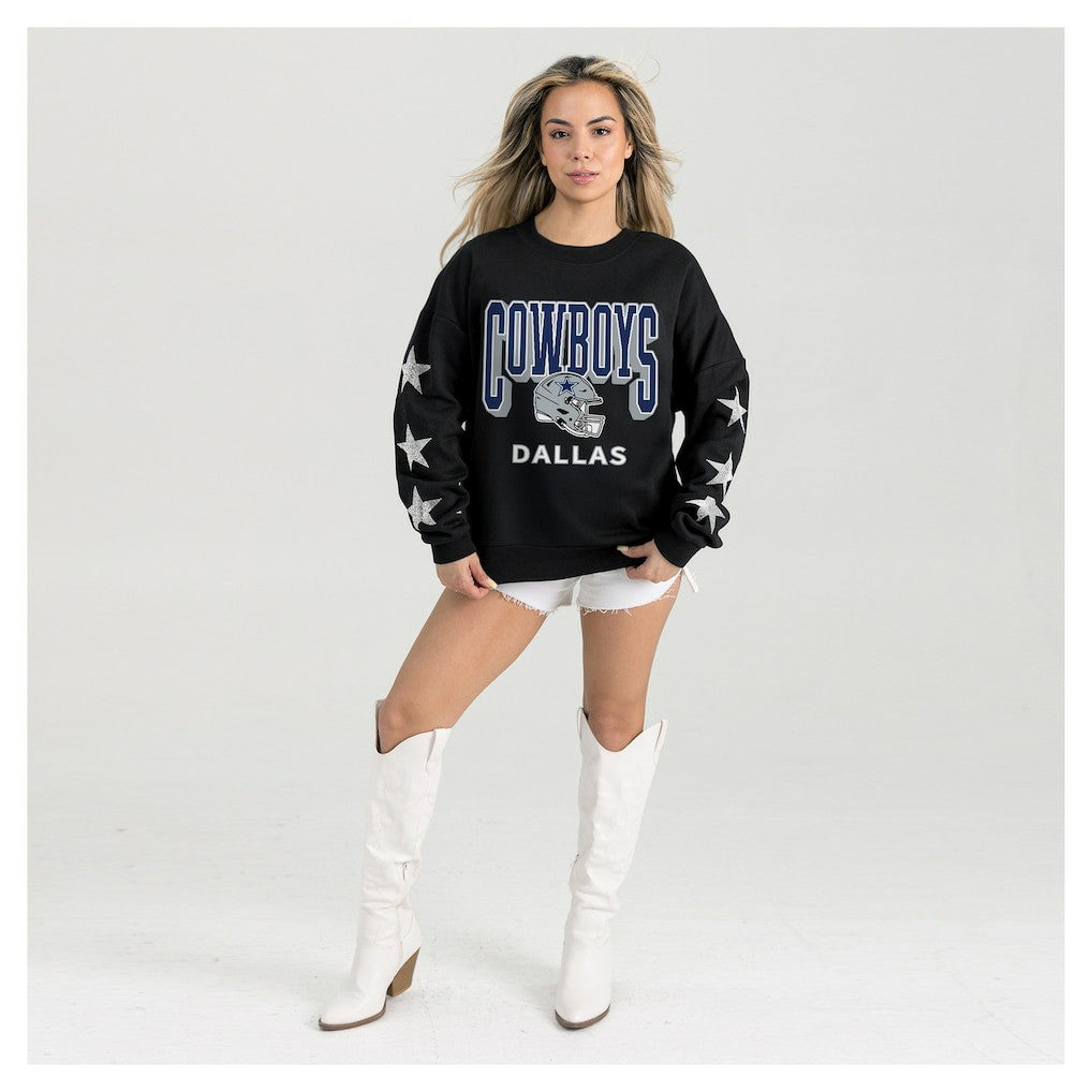 Dallas Cowboys  Gameday Couture Women's Pure Victory Rhinestud Star-Sleeve Pullover Sweatshirt