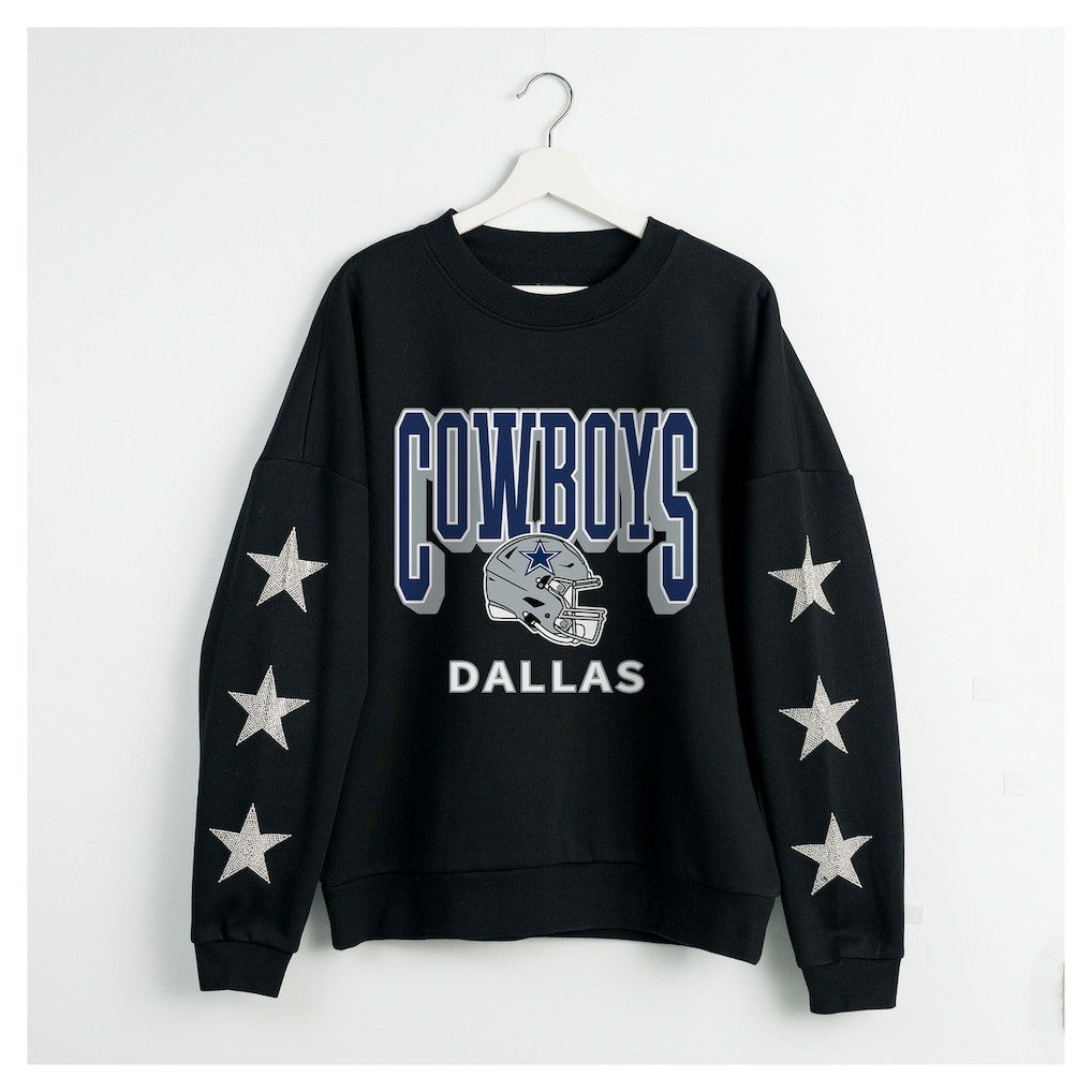 Dallas Cowboys  Gameday Couture Women's Pure Victory Rhinestud Star-Sleeve Pullover Sweatshirt