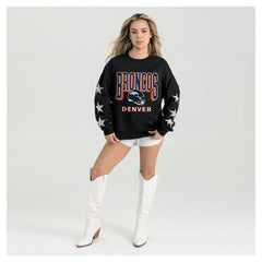 Denver Broncos  Gameday Couture Women's Pure Victory Rhinestud Star-Sleeve Pullover Sweatshirt