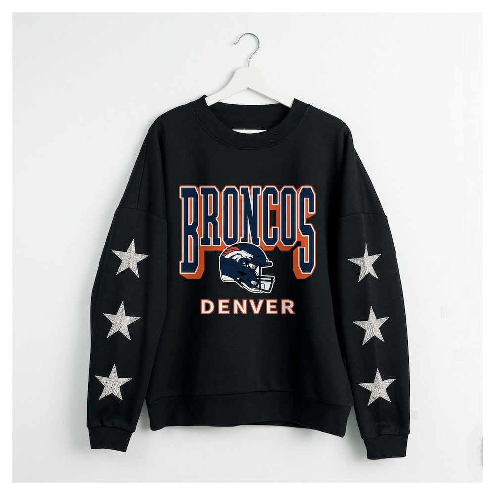 Denver Broncos  Gameday Couture Women's Pure Victory Rhinestud Star-Sleeve Pullover Sweatshirt