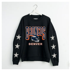Denver Broncos  Gameday Couture Women's Pure Victory Rhinestud Star-Sleeve Pullover Sweatshirt