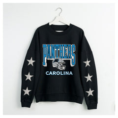 Carolina Panthers  Gameday Couture Women's Pure Victory Rhinestud Star-Sleeve Pullover Sweatshirt