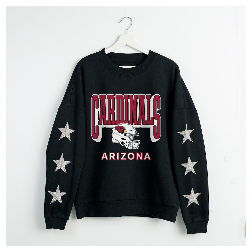 Arizona Cardinals  Gameday Couture Women's Pure Victory Rhinestud Star-Sleeve Pullover Sweatshirt