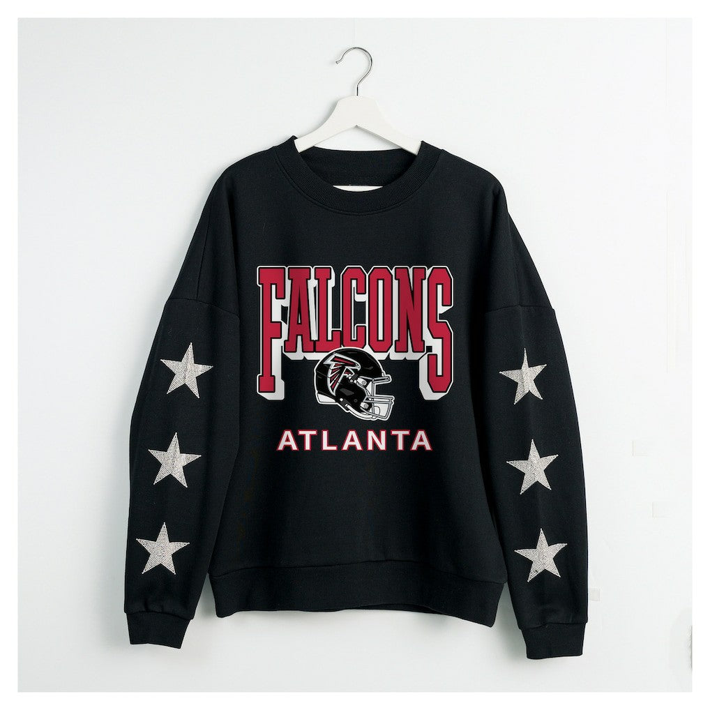 Atlanta Falcons  Gameday Couture Women's Pure Victory Rhinestud Star-Sleeve Pullover Sweatshirt