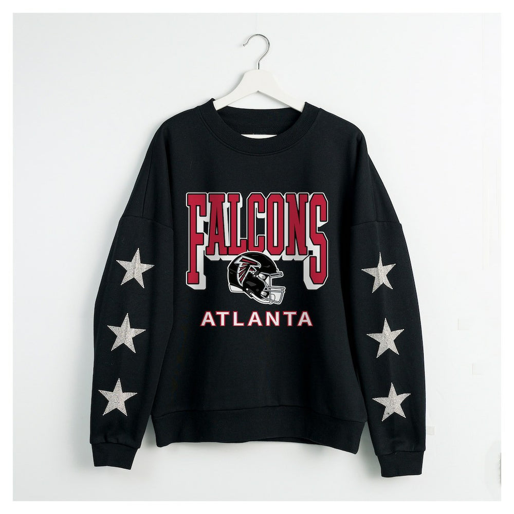 Atlanta Falcons  Gameday Couture Women's Pure Victory Rhinestud Star-Sleeve Pullover Sweatshirt