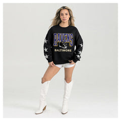 Baltimore Ravens  Gameday Couture Women's Pure Victory Rhinestud Star-Sleeve Pullover Sweatshirt