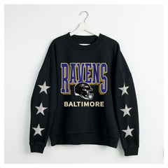 Baltimore Ravens  Gameday Couture Women's Pure Victory Rhinestud Star-Sleeve Pullover Sweatshirt