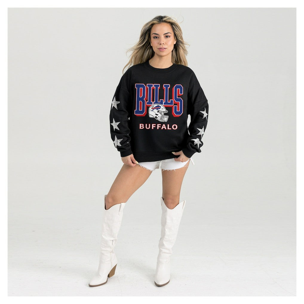 Buffalo Bills  Gameday Couture Women's Pure Victory Rhinestud Star-Sleeve Pullover Sweatshirt