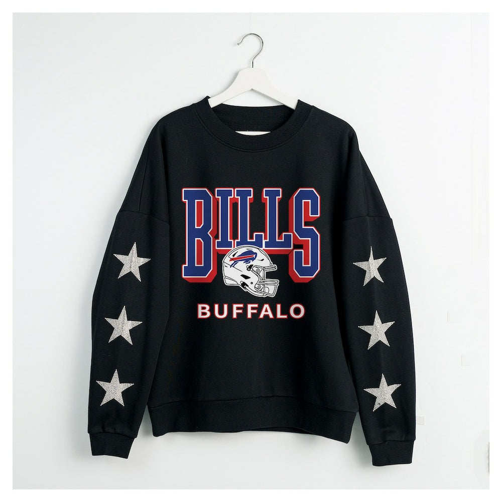 Buffalo Bills  Gameday Couture Women's Pure Victory Rhinestud Star-Sleeve Pullover Sweatshirt