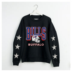 Buffalo Bills  Gameday Couture Women's Pure Victory Rhinestud Star-Sleeve Pullover Sweatshirt