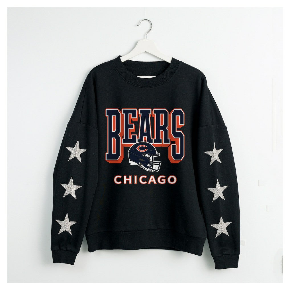 Chicago Bears  Gameday Couture Women's Pure Victory Rhinestud Star-Sleeve Pullover Sweatshirt