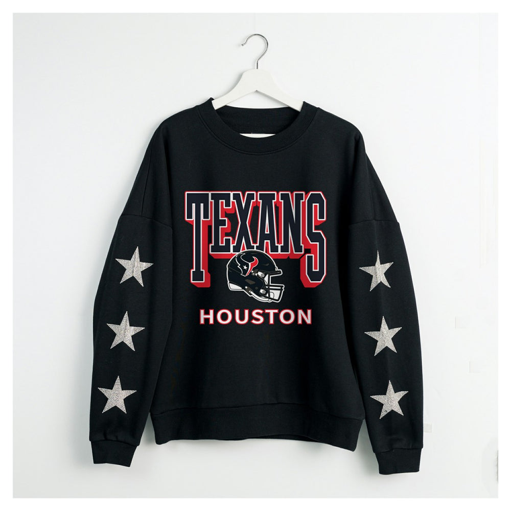Houston Texans  Gameday Couture Women's Pure Victory Rhinestud Star-Sleeve Pullover Sweatshirt