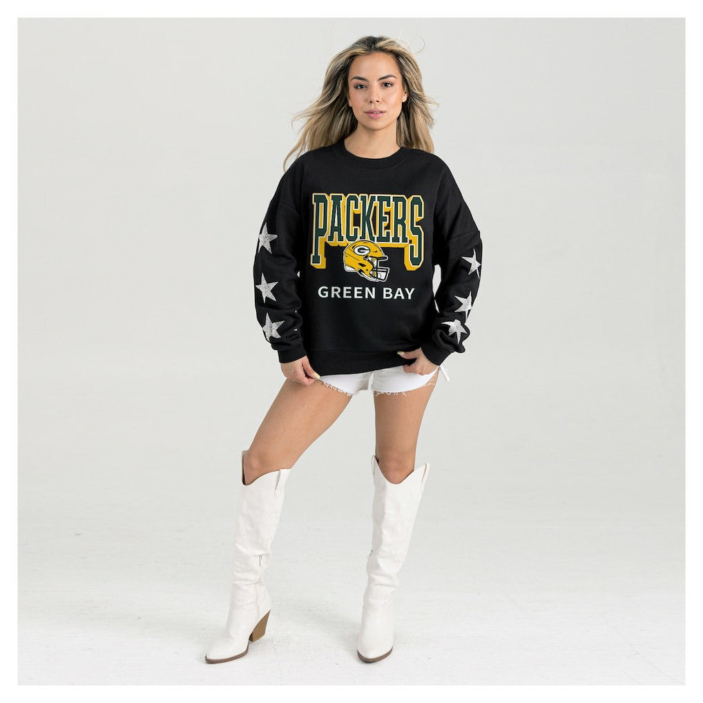 Green Bay Packers  Gameday Couture Women's Pure Victory Rhinestud Star-Sleeve Pullover Sweatshirt