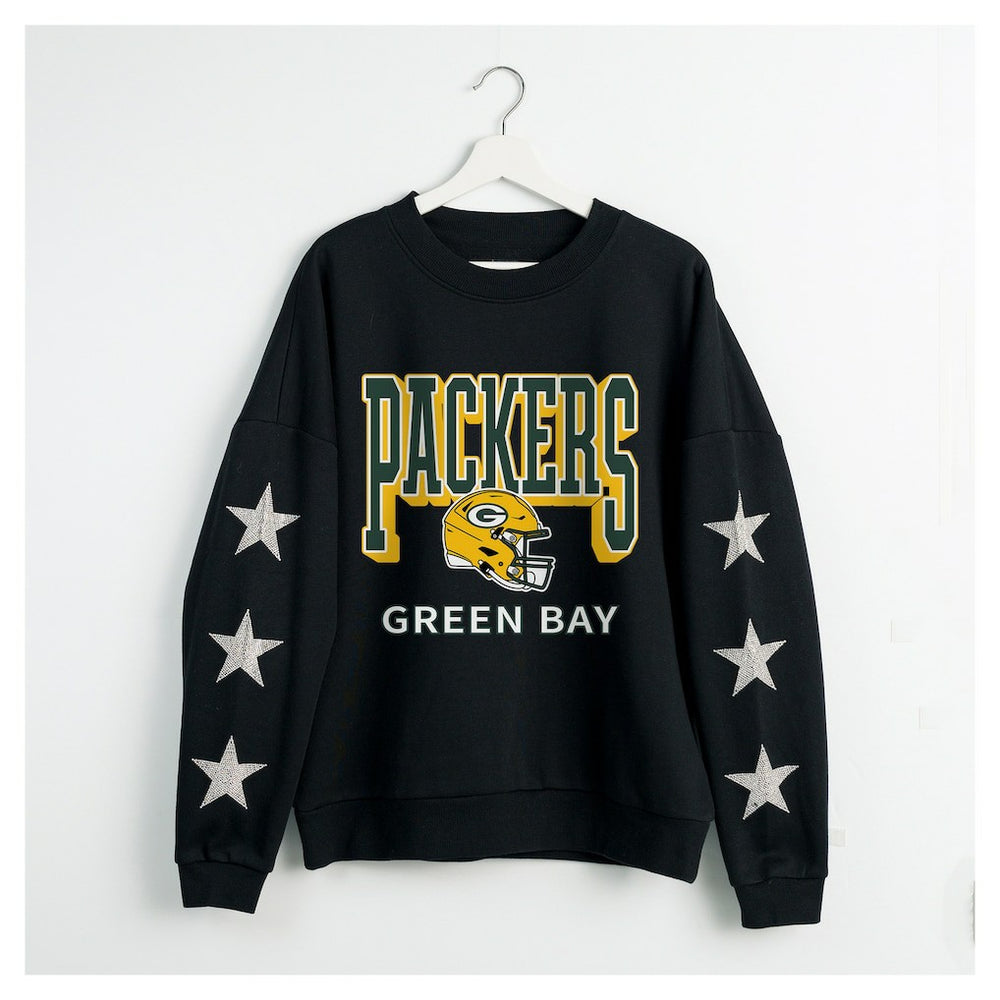 Green Bay Packers  Gameday Couture Women's Pure Victory Rhinestud Star-Sleeve Pullover Sweatshirt