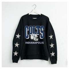 Indianapolis Colts  Gameday Couture Women's Pure Victory Rhinestud Star-Sleeve Pullover Sweatshirt
