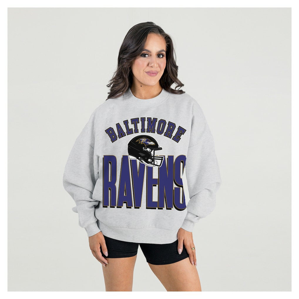 Baltimore Ravens  Gameday Couture Women's Fierce Focus Premium Oversized Fleece Pullover Sweatshirt