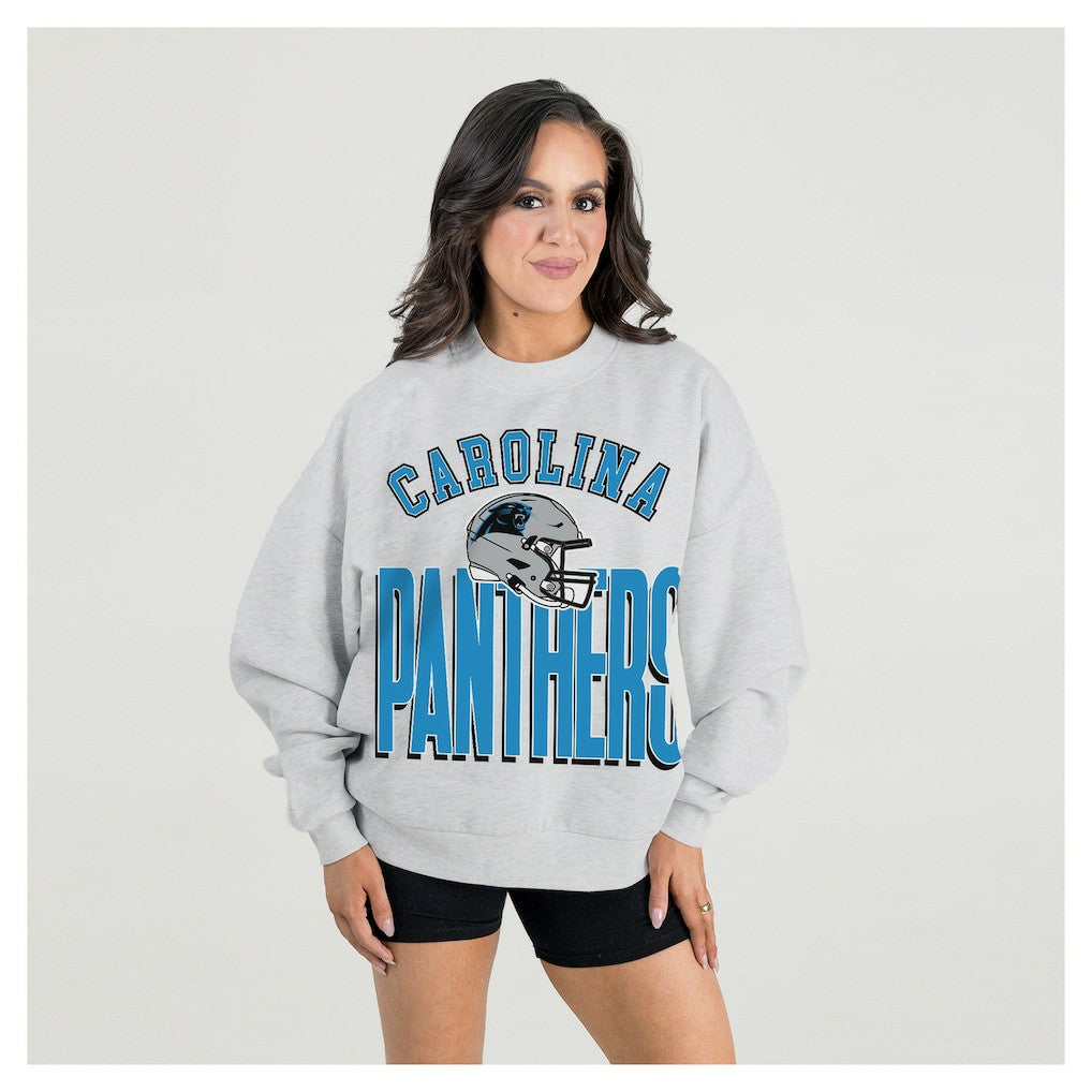 Carolina Panthers  Gameday Couture Women's Fierce Focus Premium Oversized Fleece Pullover Sweatshirt
