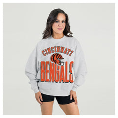 Cincinnati Bengals  Gameday Couture Women's Fierce Focus Premium Oversized Fleece Pullover Sweatshirt