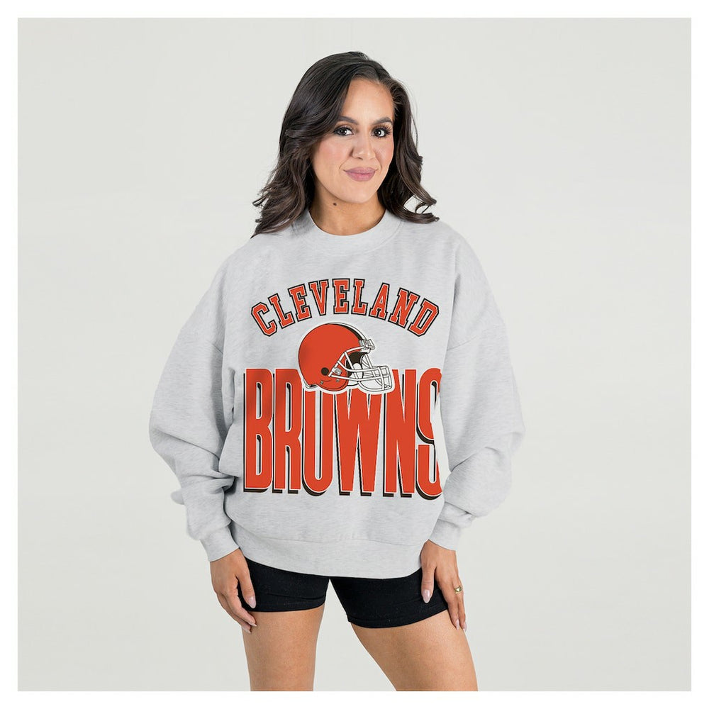 Cleveland Browns  Gameday Couture Women's Fierce Focus Premium Oversized Fleece Pullover Sweatshirt
