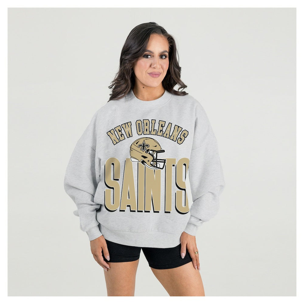 New Orleans Saints  Gameday Couture Women's Fierce Focus Premium Oversized Fleece Pullover Sweatshirt