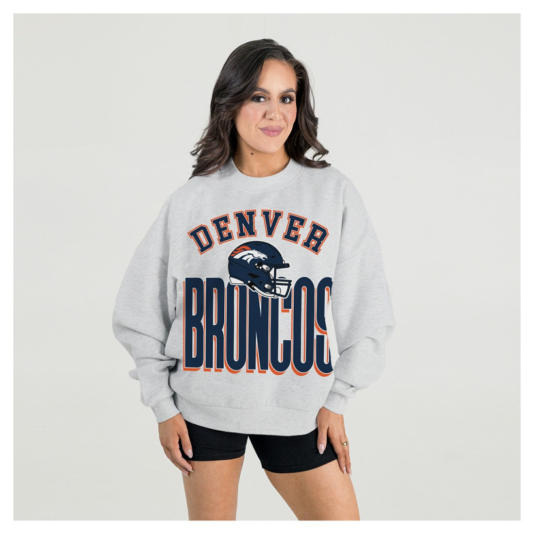 Denver Broncos  Gameday Couture Women's Fierce Focus Premium Oversized Fleece Pullover Sweatshirt