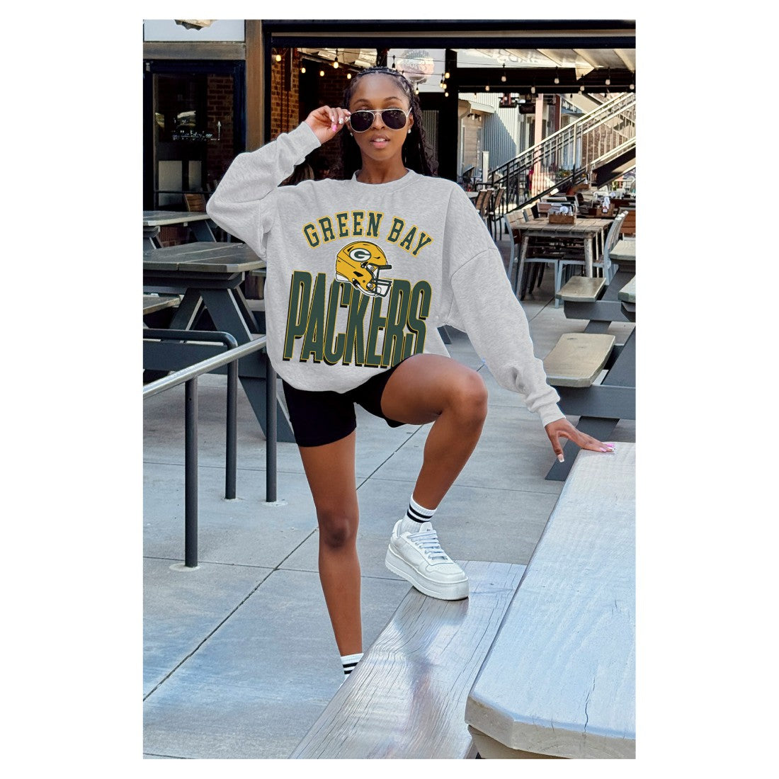 Green Bay Packers  Gameday Couture Women's Fierce Focus Premium Oversized Fleece Pullover Sweatshirt