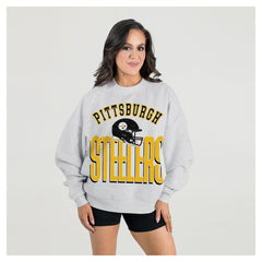 Pittsburgh Steelers  Gameday Couture Women's Fierce Focus Premium Oversized Fleece Pullover Sweatshirt