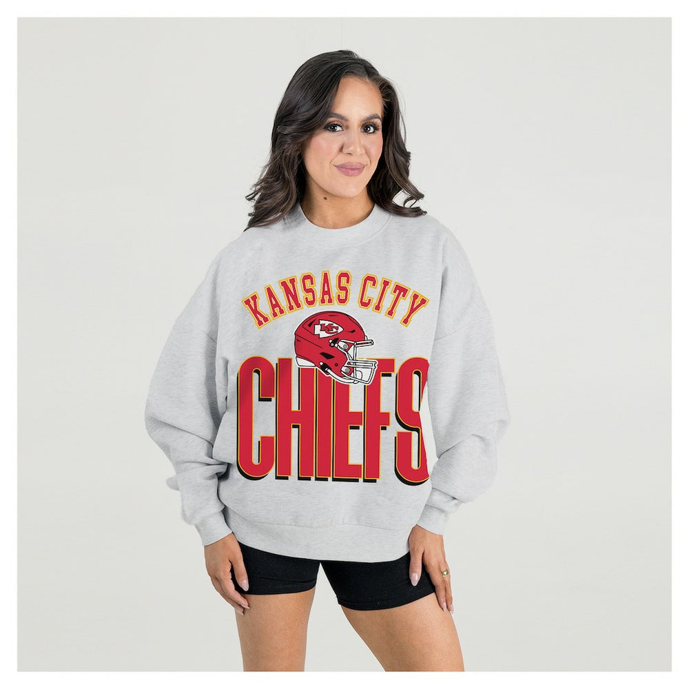 Kansas City Chiefs  Gameday Couture Women's Fierce Focus Premium Oversized Fleece Pullover Sweatshirt