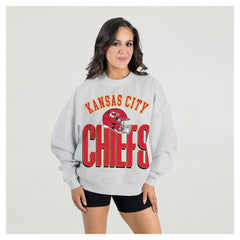 Kansas City Chiefs  Gameday Couture Women's Fierce Focus Premium Oversized Fleece Pullover Sweatshirt