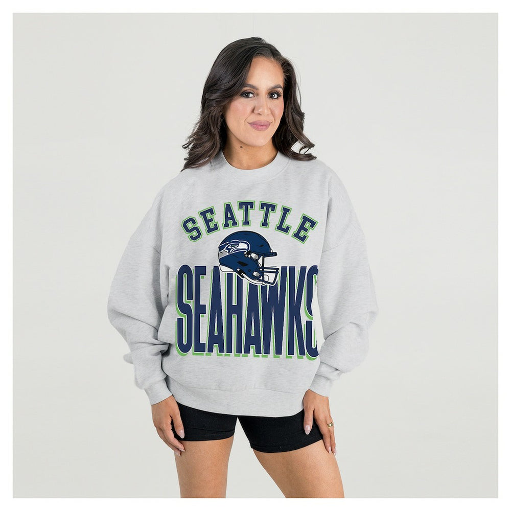 Seattle Seahawks  Gameday Couture Women's Fierce Focus Premium Oversized Fleece Pullover Sweatshirt