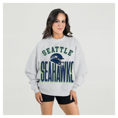 Seattle Seahawks  Gameday Couture Women's Fierce Focus Premium Oversized Fleece Pullover Sweatshirt