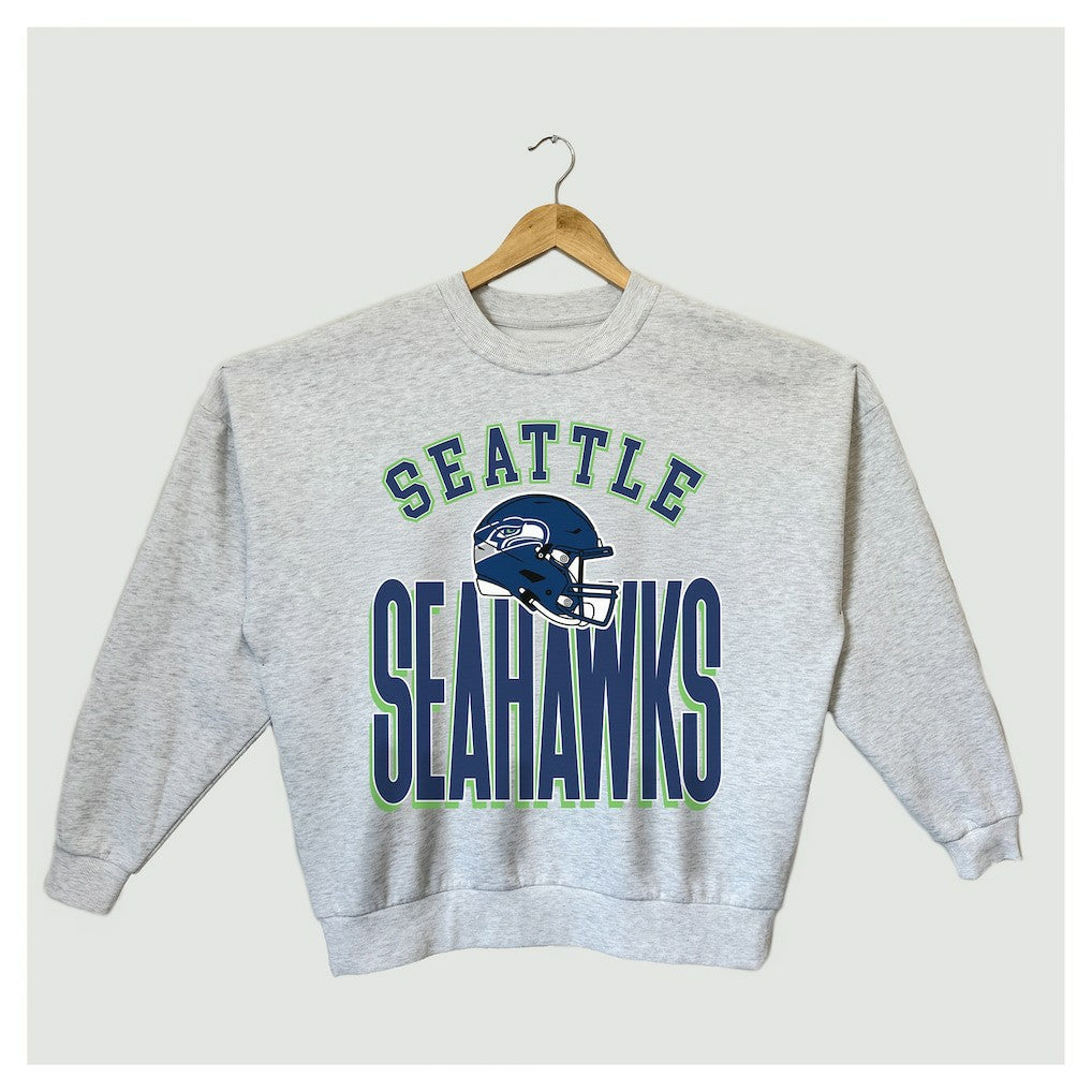Seattle Seahawks  Gameday Couture Women's Fierce Focus Premium Oversized Fleece Pullover Sweatshirt