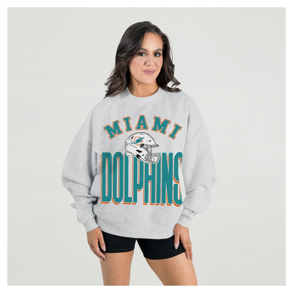 Miami Dolphins  Gameday Couture Women's Fierce Focus Premium Oversized Fleece Pullover Sweatshirt