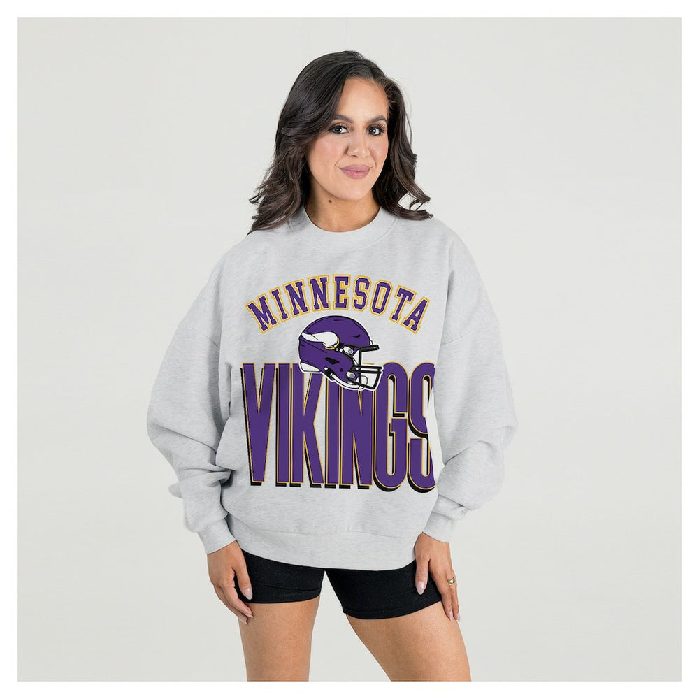 Minnesota Vikings  Gameday Couture Women's Fierce Focus Premium Oversized Fleece Pullover Sweatshirt